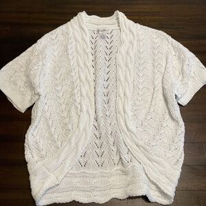 Vintage Judy Bond Elegant White Cable Knit Women's Cardigan